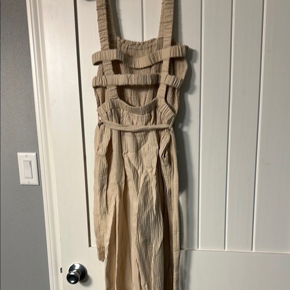 Cream Ruffled Jumpsuit - Picture 2 of 2